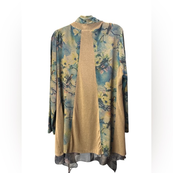 Soft Surroundings Tea Gardens Topper Cardigan Floral Bird Drape Jacket - 2XL - Picture 7 of 7